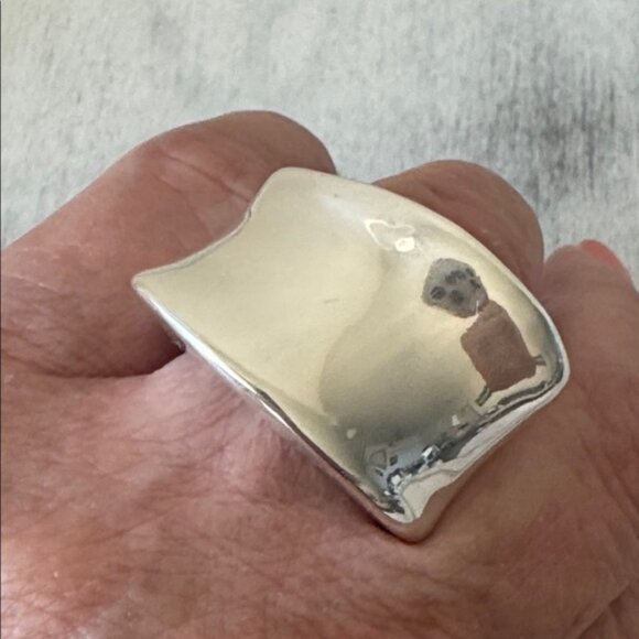 E&L Sterling Silver Electroform Ring Asymmetrical Curve On Top Sz. 8 - Picture 8 of 13